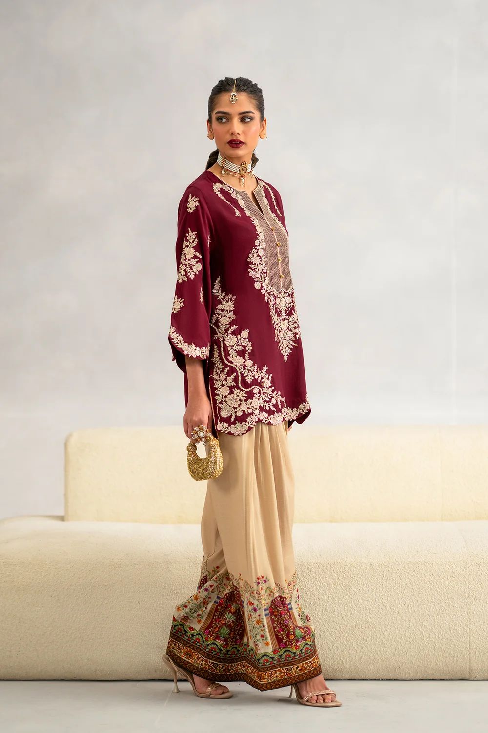 Ethnc Premium Silk Emb 2Pc
