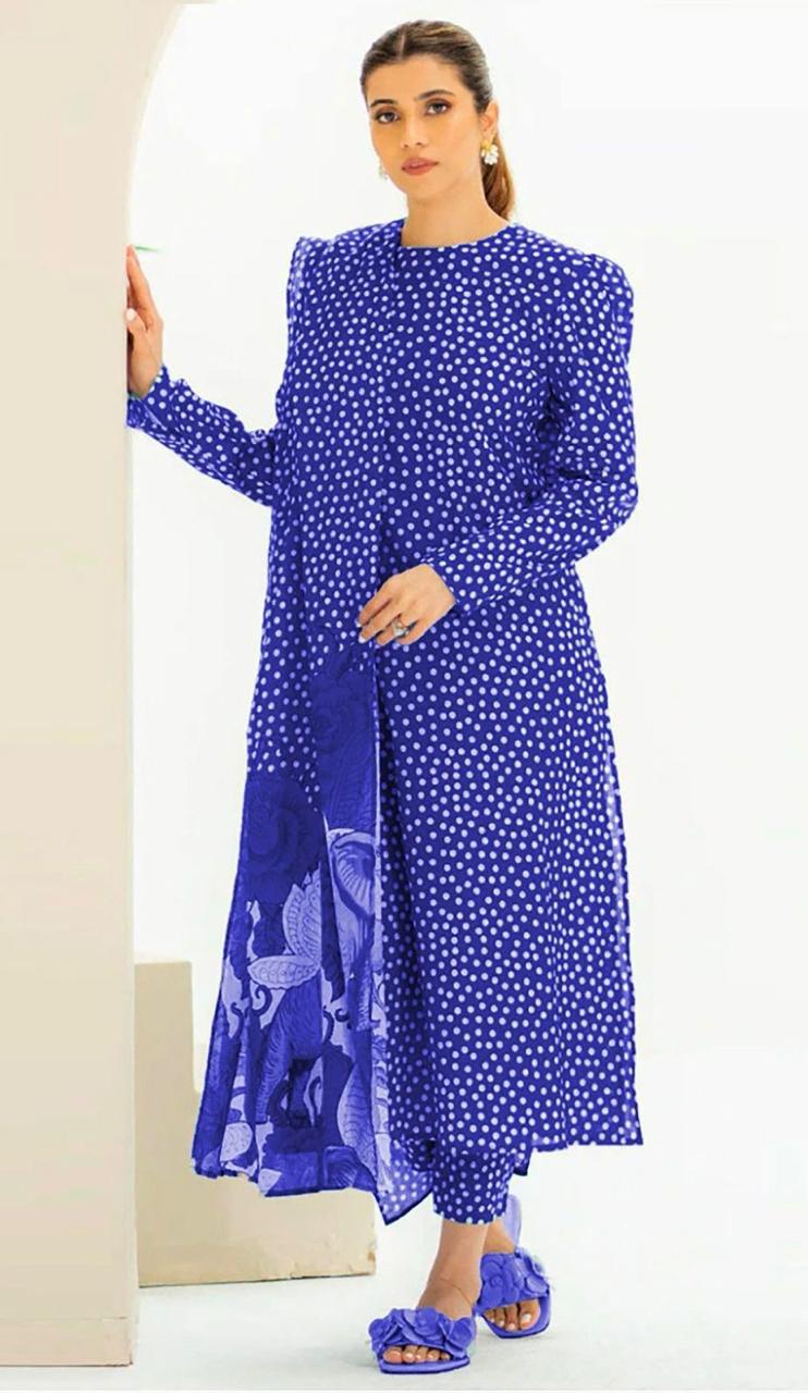 LAWN 3 PIECE PRINTED SUIT FOR SUMMER SEASON 2026 BLUE