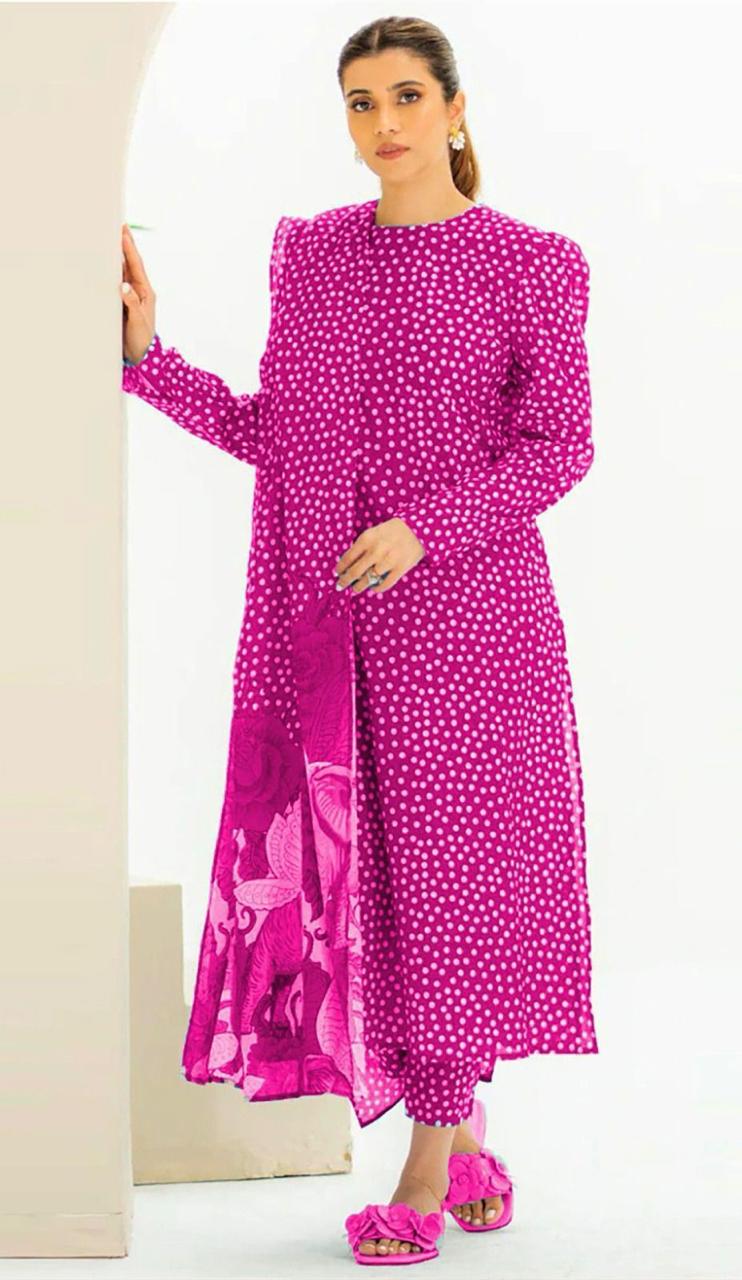 LAWN 3 PIECE PRINTED SUIT FOR SUMMER SEASON 2026 PINK