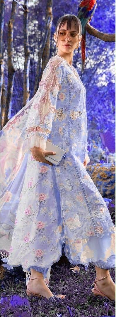 Lawn Embroidered 3Piece 🦋 Butterfly Purple CODE 1048