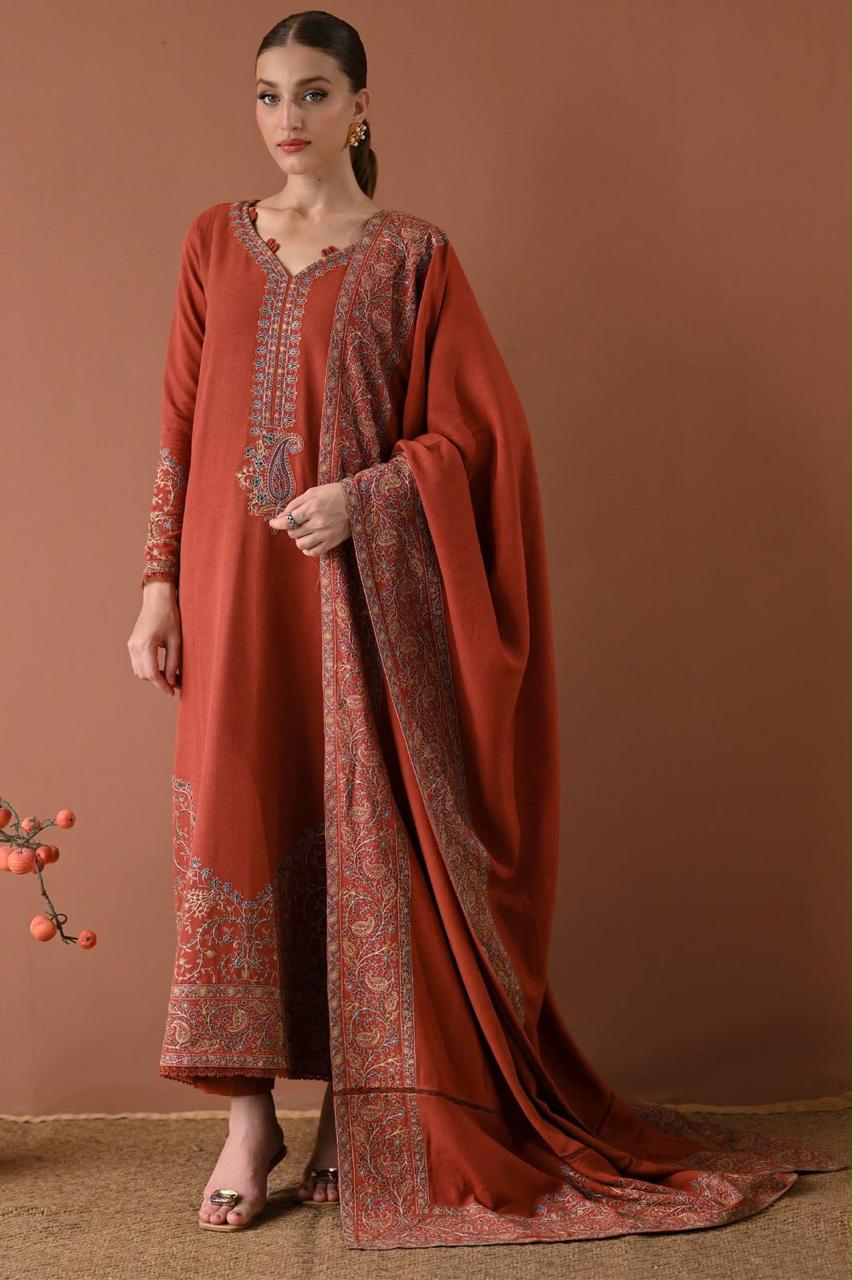 Batik Dhanak Full Heavy Embroidered 3Pc