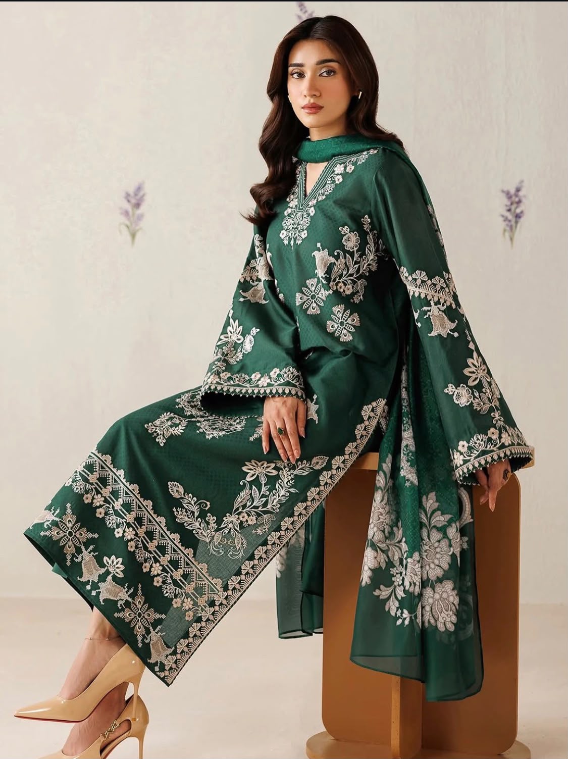 Baroque Dhanak Full Heavy Embroidered 3Pc