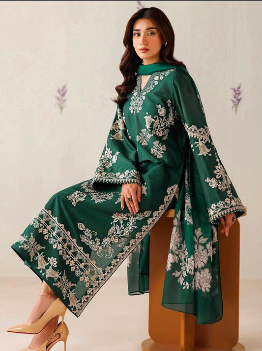 Baroque Dhanak Full Heavy Embroidered 3Pc