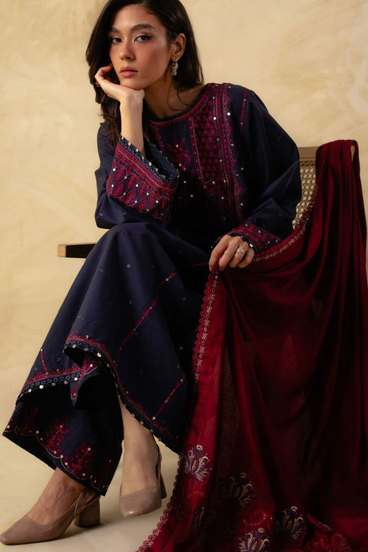 Zara Shahjahan Dhanak Full Heavy Embroidered 3Pc