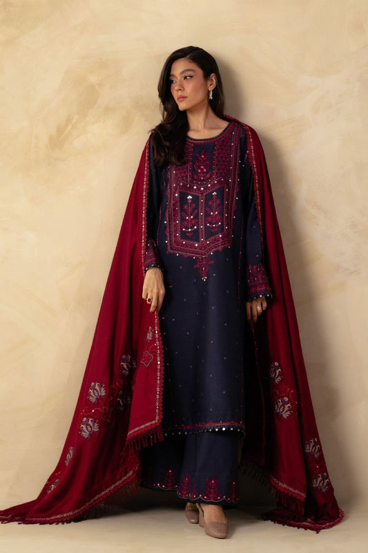 Zara Shahjahan Dhanak Full Heavy Embroidered 3Pc