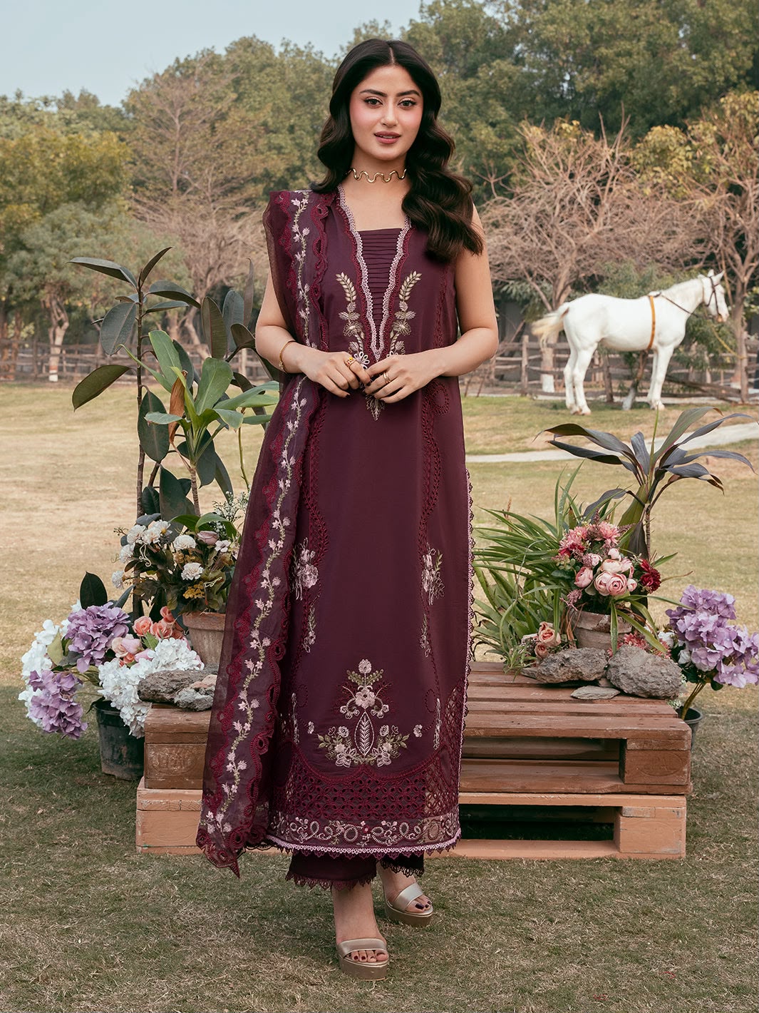 Anaya Dhanak Full Heavy Embroidered 3Pc