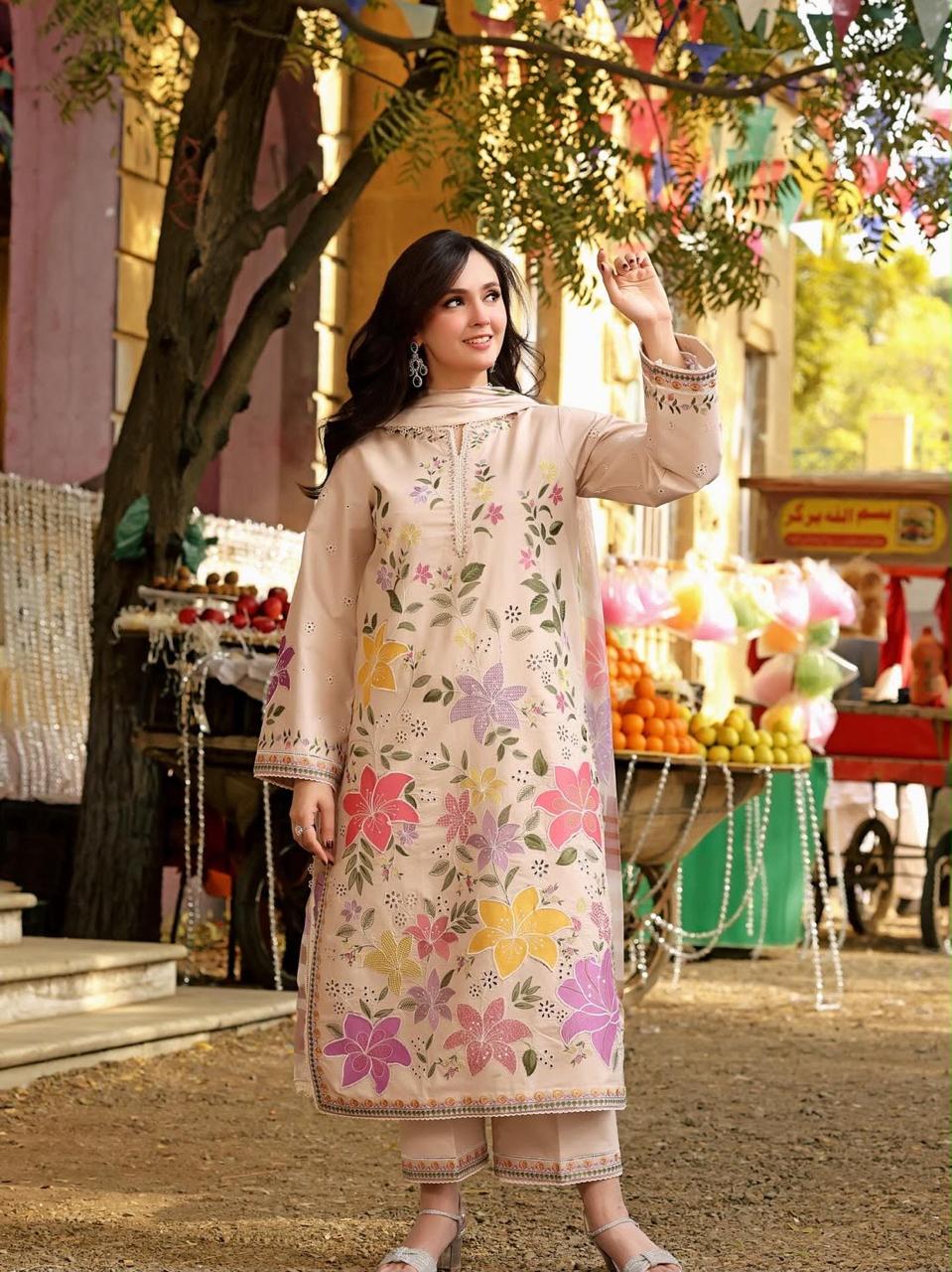Aneela's Dhanak Full Heavy Embroidered 3Pc