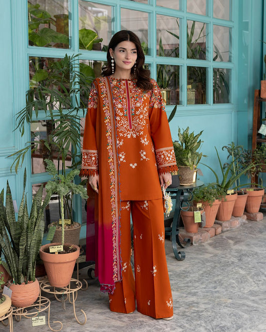 Batik Dhanak Full Heavy Embroidered 3Pc