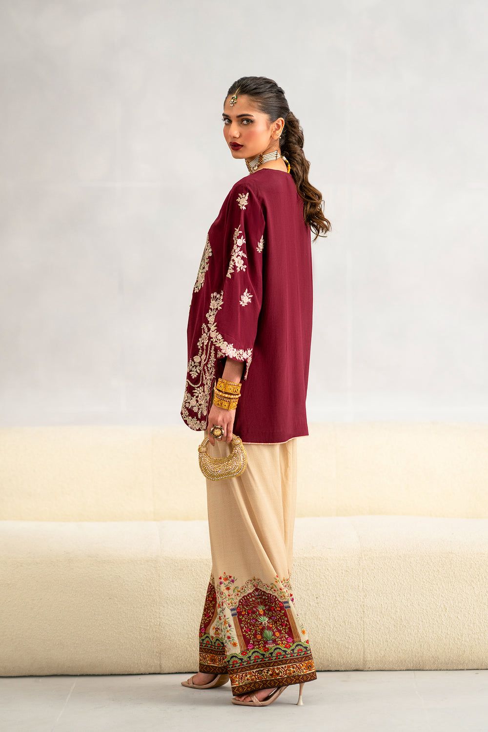 Ethnc Premium Silk Emb 2Pc