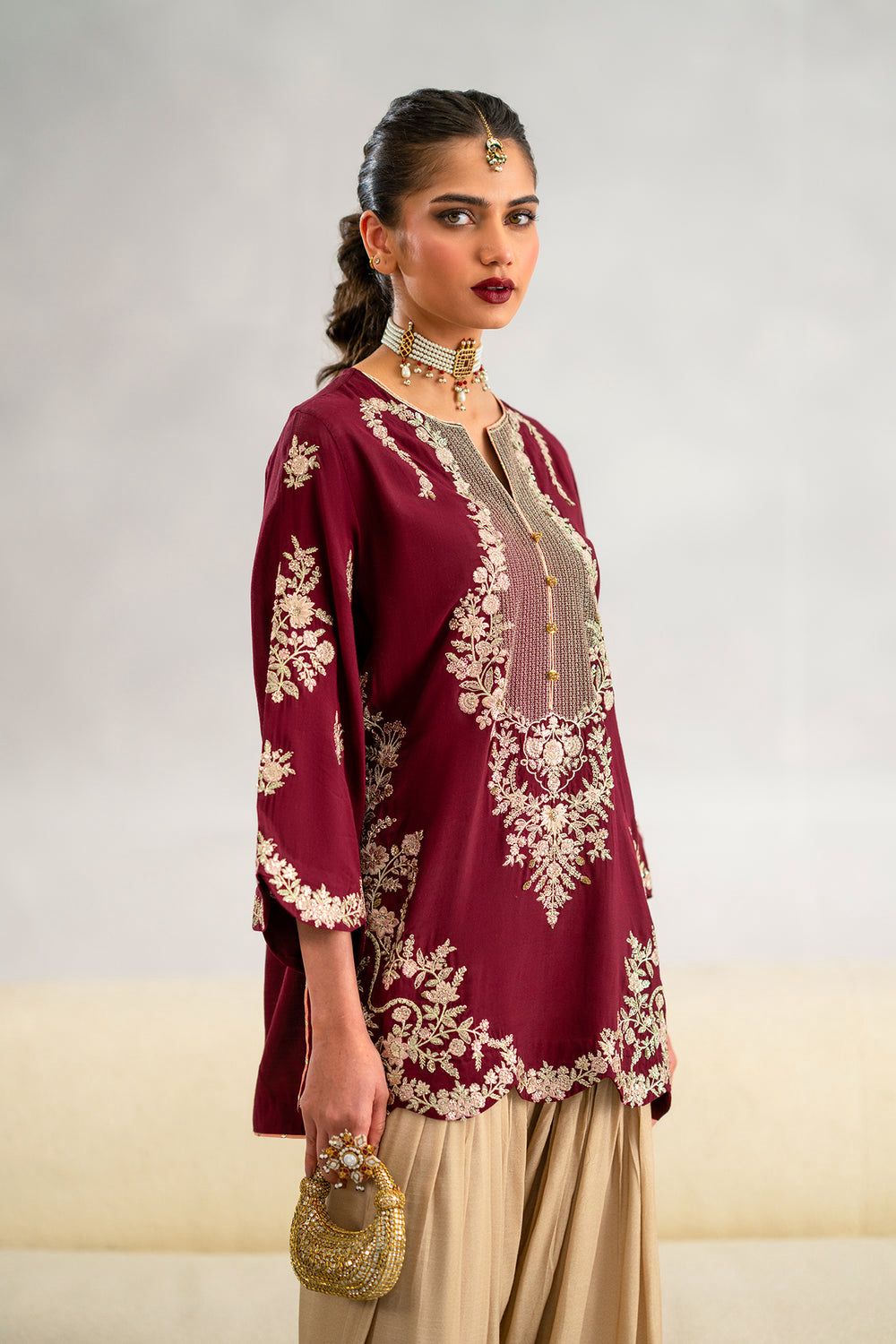 Ethnc Premium Silk Emb 2Pc