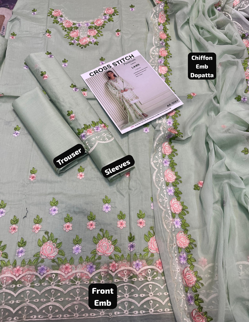 Lawn Embroidered 3Piece CODE 1019