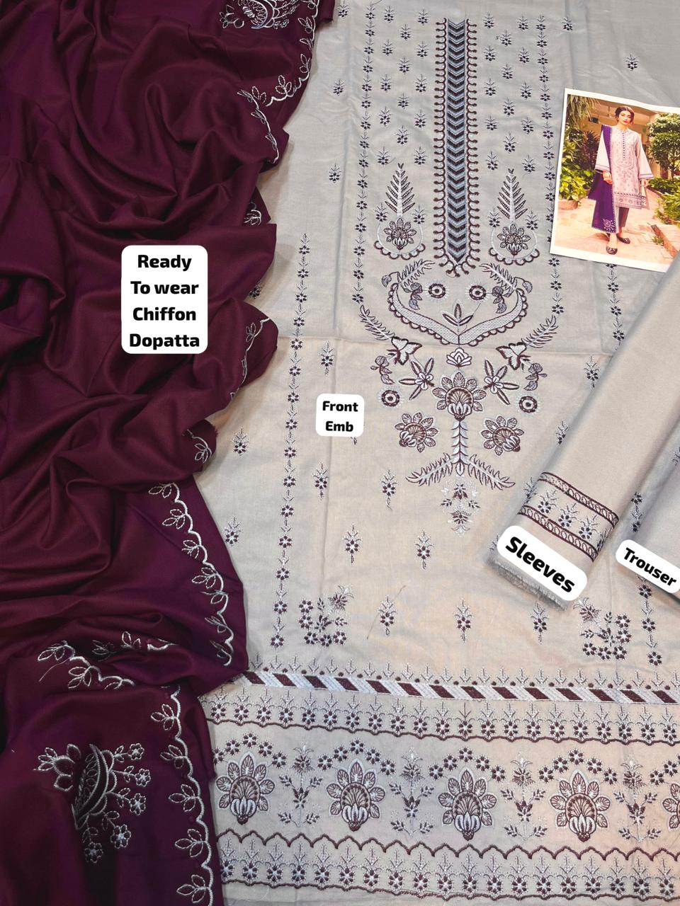 Lawn Embroidered 3Piece CODE 1063